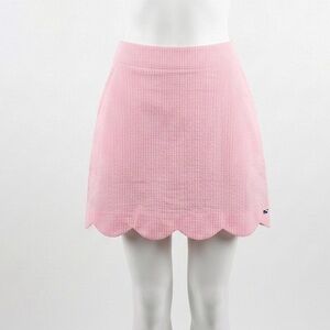 Vineyard Vines Pink Performance Scalloped Seersucker Mini Skirt